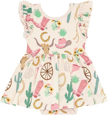 Little Sleepies Short Sleeve Baby Twirl Dress with Bodysuit - Cozy, Stretchy Viscose from Bamboo Bodysuit Dress Baby Girl