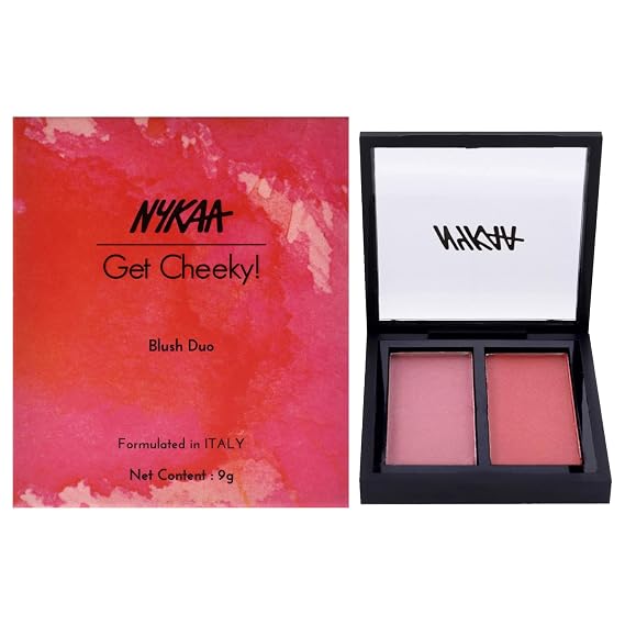 Nykaa Cosmetics Get Cheeky Blush Duo Palette - Highlighter Makeup - Long-Wearing Formula with Silky Luminous Finish - 03 Malibu Barbie - 1 pc