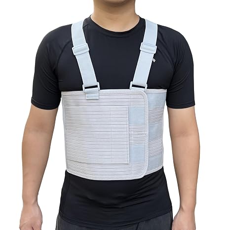Rib Injury Chest Binder Brace for Cracked Ribs - Elastic Rib Support Belt for Men and Women - Rib Cage Support Belts Chest Compression Wrap for Bruised, Fractured or Dislocated Ribs Protection, Compression Wrap and Chest Support (Small ( Fits 25 - 35 ))