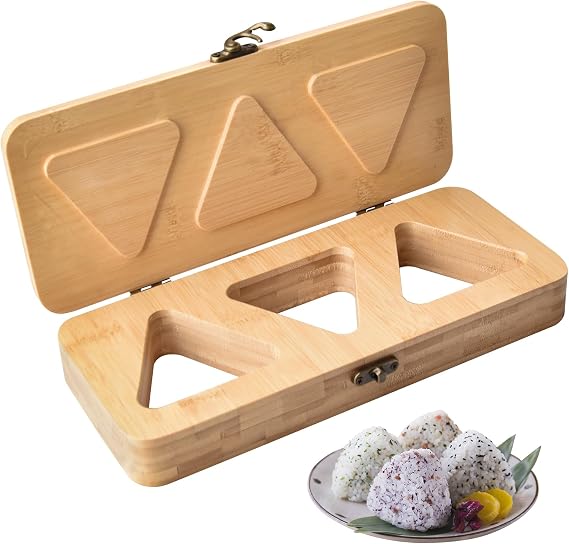 Bamboo Onigiri Mold with Lid, Handcrafted Rice Ball Press for DIY Sushi Bento, Picnic & Family Lunches Kids' Safe Sushi Shaper for Healthy Snacks