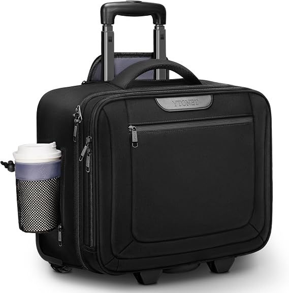 Ytonet Rolling Laptop Bag, Rolling Briefcase for Men Women with Cup Holder