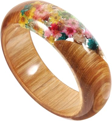 1pc Wooden Waist Chain Han Chinese Clothing Bracelet Wrist Decoration Wooden Bracelet Dried Delphinium Flower Dried Flower Epoxy Resin
