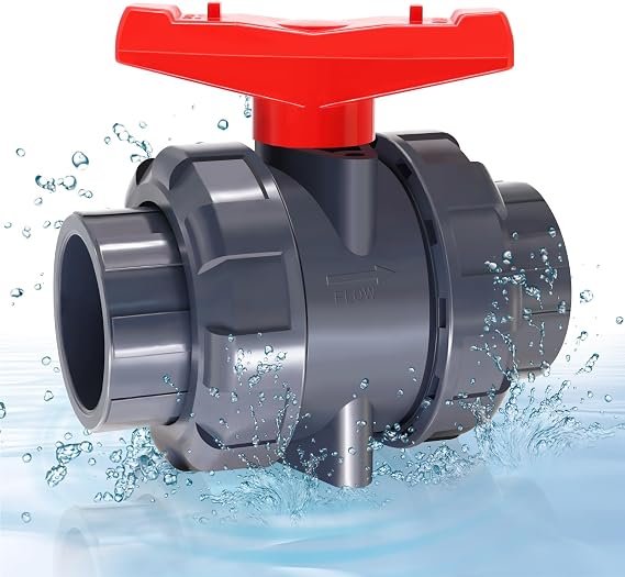 PVC Union Ball Valve,1"True Union Ball Valve with Full Port, EPDM o-Rings,Slip Socket,PVC Valve for Swimming Pool, Irrigation(1, 1")