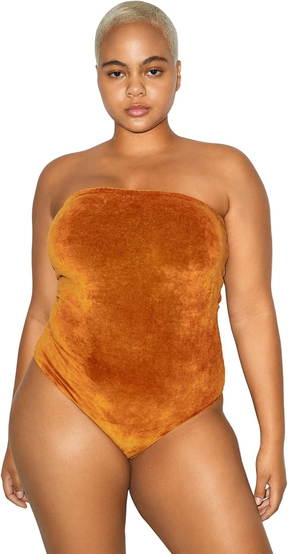 American Apparel Women's Stretch Velour Strapless Bodysuit