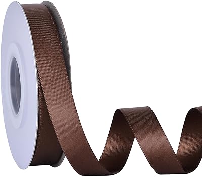 Ribest Brown Double Faced Satin Ribbon, 58 Inch 25 Yard Continuous Ribbon for Crafts Gift Wrapping Hair Bows Wedding Party Decoration Bouquet