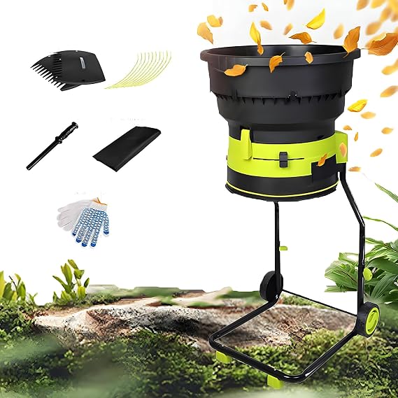 Multi-Functional Electric Leaf Mulcher Shredder,2500w 8000rpm Garden Cleanup Composting Tool,Wet/Dry Leaves Shredder with Wheels,for Grass,and Yard Waste Management Powercord10m