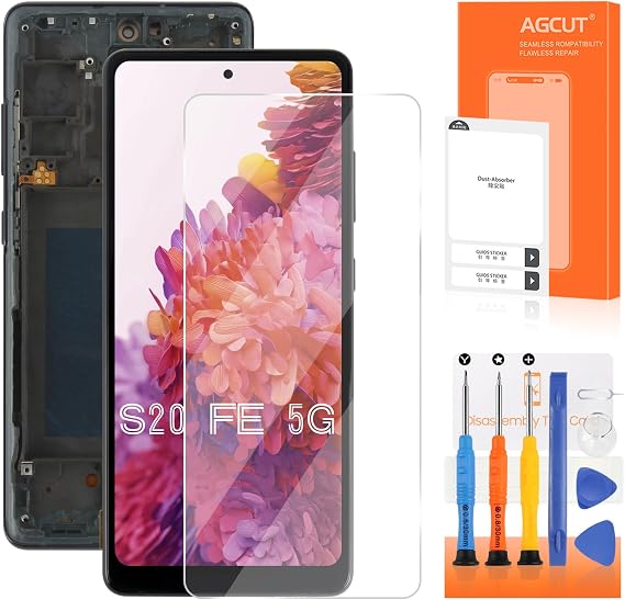 TFT for Samsung Galaxy S20 FE 5G LCD Screen Replacement for Samsung S20 FE 5G LCD Display G781U SM-G781V LCD Digitizer Screen Touch Assembly with Frame+Installation Video