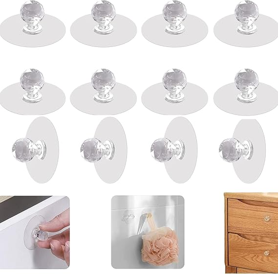 AEE® 10 Adet Çok Amaçlı Yapışkanlı Askı Kulp Tutamaç Tokmak Kapı Pencere Dolap Çekmece Klozet Kapağı Tutacağı Banyo