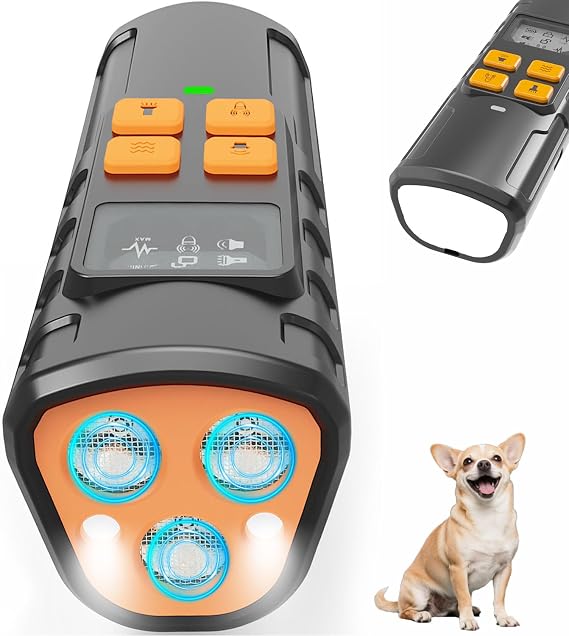 Dog Bark Deterrent - 2025 Triple Anti Bark Device Ultrasonic Strobe light Hybrid with 2 Modes, 6 IN 1 Humane Trainer, LCD Display, 50ft Range for Indoor Outdoor, Instantly Stop Neighbor's Dog Barking
