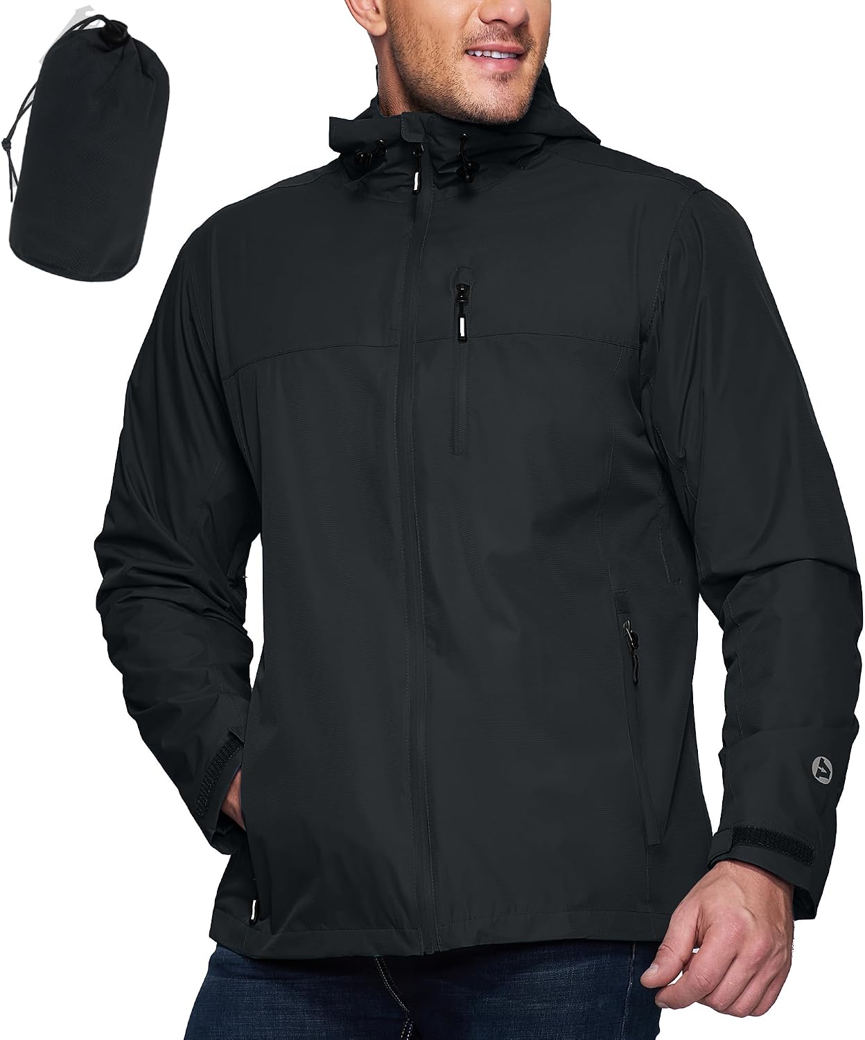 Outdoor Ventures Mens Packable Rain Jacket Waterproof Lightweight Raincoat with Hood Windproof Cycling Jackets