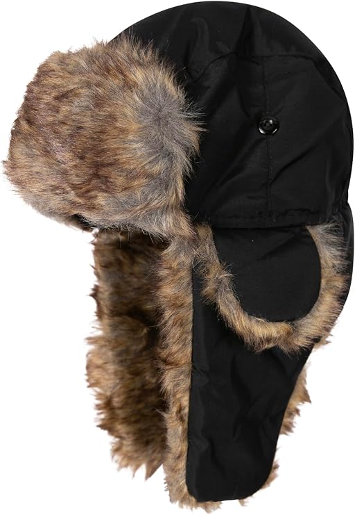 Sakkas Unisex Trooper Trapper Ushanka Hat Faux Fur Lined w/Ear Flaps Warm Russian Aviator Windproof Cold Weather Outdoors