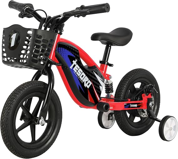 TESORO 2 in 1 Electric Balance Bike 3-6, 24V 150W Electric Bike for Kids, 9.3MPH Kids Electric Dirt Bike with Adjustable Speed, 12 Electric Motorcycle for Kid, Rear Shock Absorber