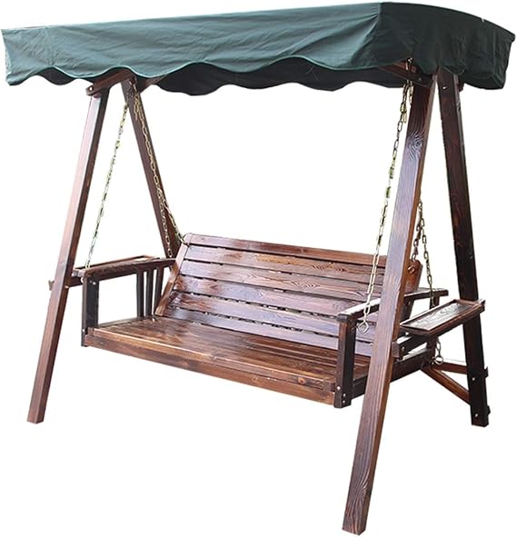 Patio Swing Chair with Stand - for Garden Backyard Outdoor Swing Chairs for Adults, Wooden Garden Swing Outdoor Swing Chair Bench Perfect Set for Patio, Garden, XRKJBZ32024320