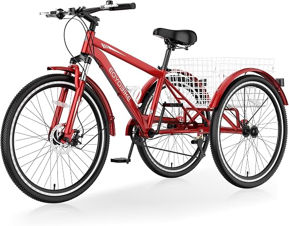 Slsy Adult Mountain Tricycle, 7 Speed 3 Wheel Bike, 24/26 Inch Adult Trikes