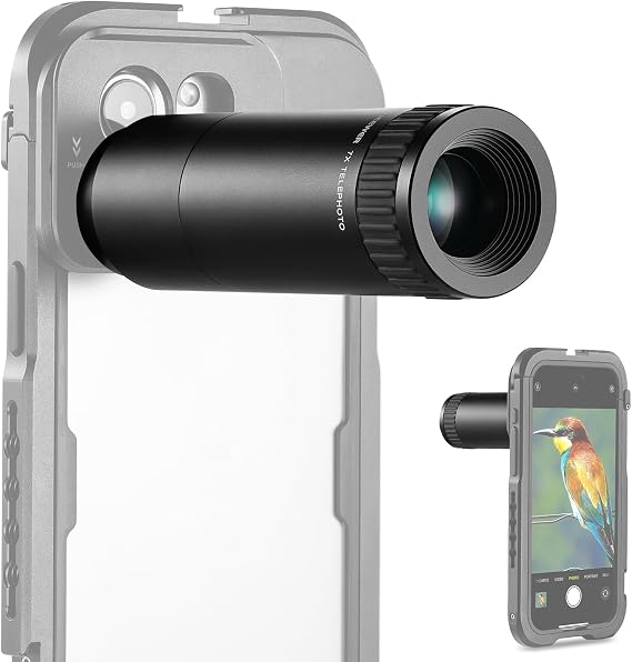 NEEWER HD Telephoto Lens Only for 17mm Thread Backplate, 7X Magnification Phone Camera Lens with 15 Elements 12 Groups Compatible with SmallRig NEEWER iPhone Samsung Cage with 17mm Lens Adapter, LS-36
