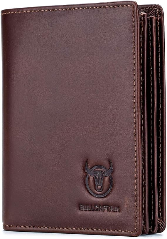BULLCAPTAIN Large Capacity Genuine Leather Wallet for Men QB-027 | Bifold Wallet,RFID Blocking,Credit Card Holder,15 Card Slots,Special Expandable Design,gift choice