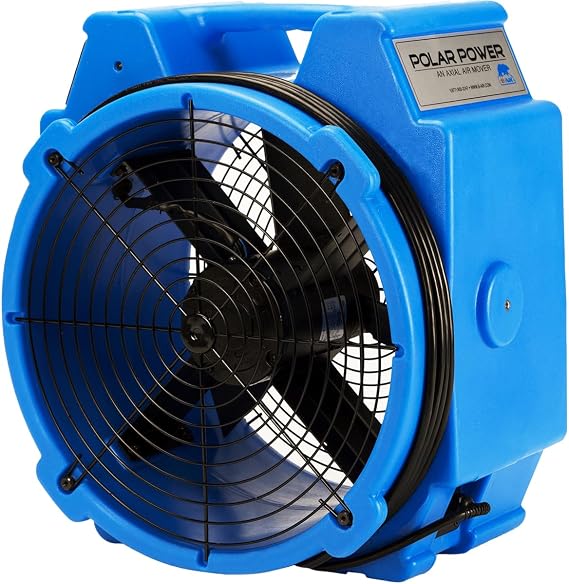 B-Air 1/4 HP Polar Axial Blower Fan High Velocity Air Mover for Water Damage Restoration, Air Circulation, Drying, 3300 CFM, Daisy Chain Capable, Stackable, (Red)