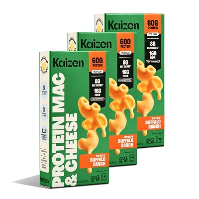 Kaizen High Protein Spicy Buffalo Ranch Mac & Cheese - Low Carb, Keto Friendly, High Fiber, Gluten-Free, Plant-Based, Non-GMO - 6.4 Ounces Pack of