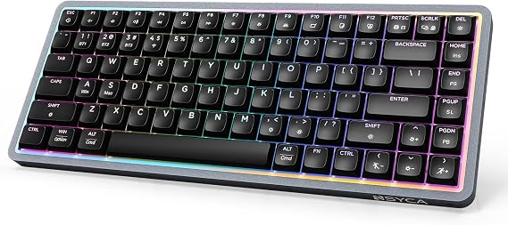 Air75 Low Profile Wireless Mechanical Keyboard, 75% Aluminum Frame, Hot Swappable, PBT Keycaps, RGB Backlit, Bluetooth/2.4GHz/USB-C, Gaming Keyboard with Web Driver for Mac Windows (Black)