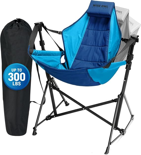 Wise Owl Outfitters Hammock Chair for Adults Comfortable Portable Folding Rocking Camping Chair with Carry Bag Great for Lawn, Campsite & Outdoors