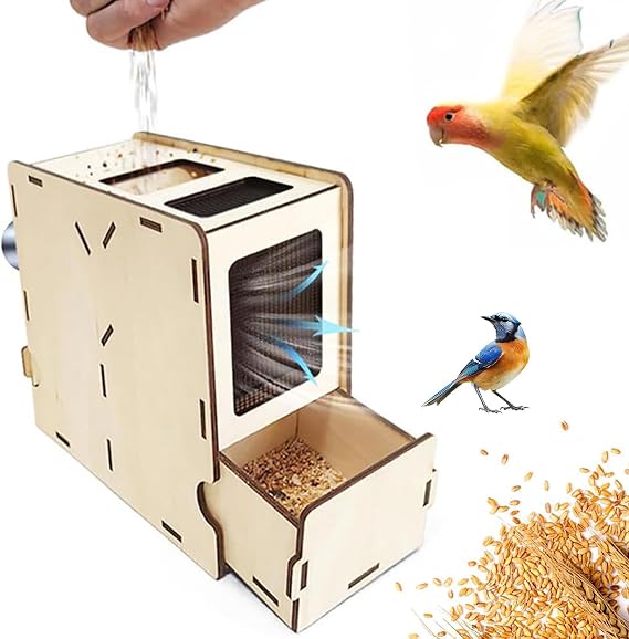 Bird Food Screening Machine, Grain Husk Separator, DIY Bird Seed Cleaner Cleaning Splitter with Fan & Drawer, Mesh Air Outlet, Grain Separator Machine for Miscellaneous Grains, Millet, Grains, Rice