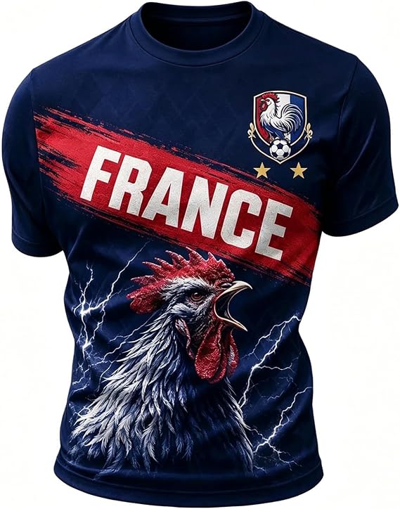 France Soccer Jersey Gym Clothes Short Sleeve Crew Neck Casual Grapic World Cup Shirt for Men Football Supporter