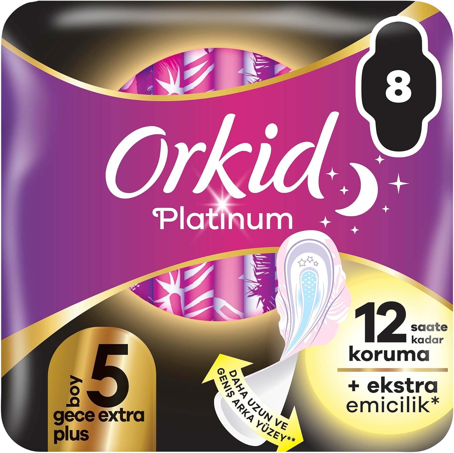 Orkid Platinum Night Extra Plus Length 5 8 Sanitary Pads
