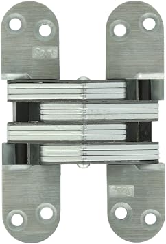 SOSS Invisible Hinge Model 218 for 1-3/4" Thick Material, 20 Minute Fire Rated, Zinc, Unplated Exterior Finish, Model Number 218UNP, #10 x 1.5 inches