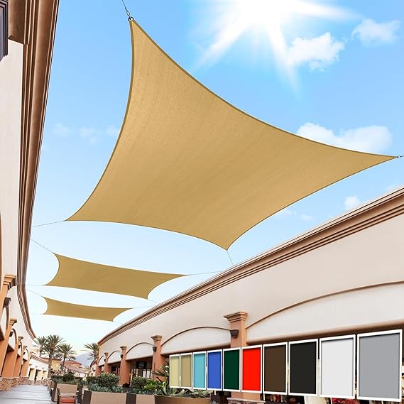 Royal Shade 14' x 20' Sand Beige Rectangle Sun Shade Sail Canopy Outdoor Patio Fabric Screen Awning RTAPR1420 - UPF50+ 95% UV Blockage, Heavy Duty, Water & Air Permeable (We Make Custom Size)