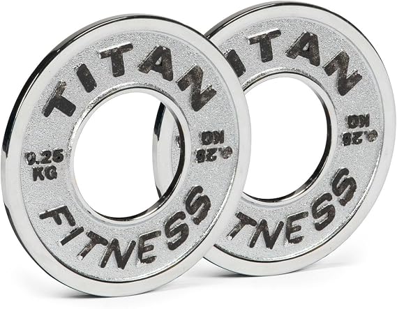 Titan Fitness Olympic Calibrated Steel Powerlifting Plates, Machine Precision Steel Discs