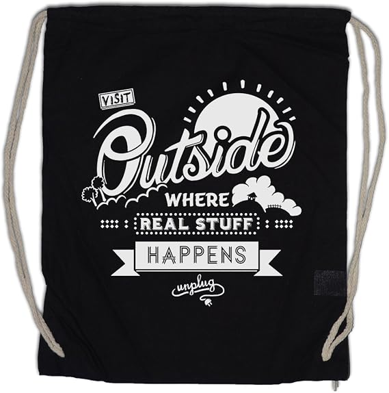 Urban Backwoods Visit Outside Nerd Drawstring Bag Gym Sack