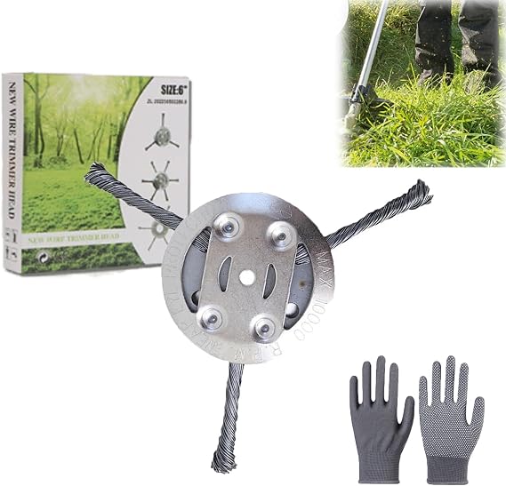 6 Inch Steel Wire Brush Cutter Trimmer Head, Heavy Duty Weed Trimmer Head for Most Lawn Mowers & Brush Cutters, Weed Blade Cutter for Grass, Moss, Rust Removal (3 Blade)