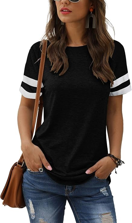 Adibosy Summer Casual Women T-Shirts: Short Sleeve Tunic Tops Tee Blouses