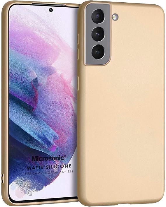 Microsonic Matte Silicone Samsung Galaxy S21 için Kılıf Gold [Galaxy S21 ile Uyumlu Kılıf - Gold]