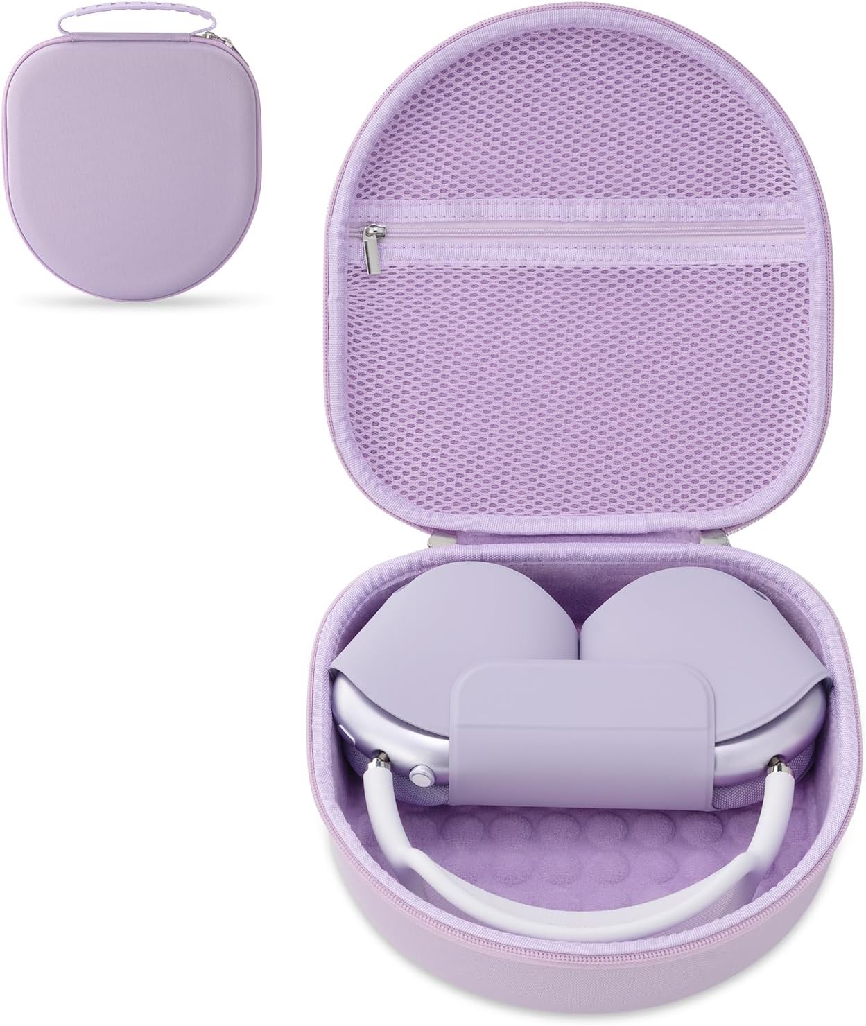 Case for Apple Airpods Max 2/ Airpods Max Headphones, Travel Portable Headphone Hard Case Cover Bag, Mesh Pouch with Zipper for Charger and Accessories (Purple)