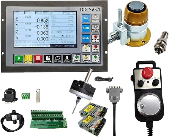 CNC Offline Controller 3 Axis 4 Axis G Code Independent Motion Offline CNC Controller Kit, Z Axis Milling Tool for Engraving Milling Machine(3AXIS-kit 2)