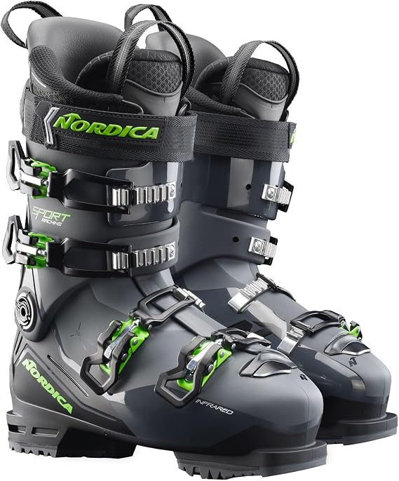 Nordica Sportmachine 3 110 Men's Ski Boots, Anthracite/Black/Green, M25.5 MY25