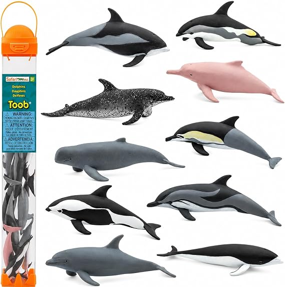 Safari Ltd. Dolphin Toob - 10 Mini Animal Figurines Toy Set for Kids