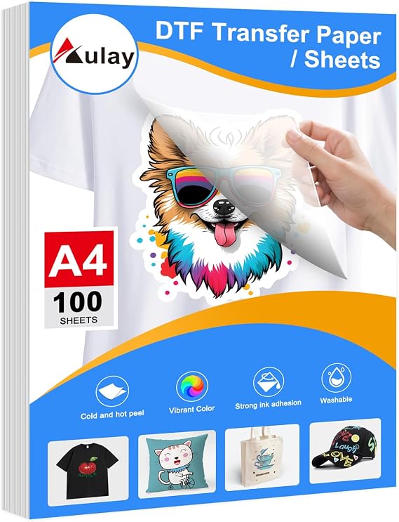 DTF Transfer Paper - A4,100 Sheets, 8.3" x 11.7", DTF Heat Transfer Paper,Cold Peel,for Inkjet Printer DTF Ink Printer 1390 1800 8550 XP15000 for DIY T-Shirt,Bag,Cup,Eco-Friendly and Biodegradable