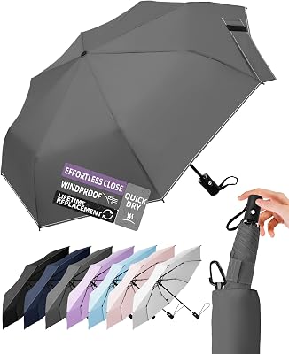 Travel Windproof Umbrella for Rain, 43 Auto openclose Folding Quick Dry, Compact Lightweight Portable Small for Backpack Car, Gift for Women Men Kids, TSA Approved