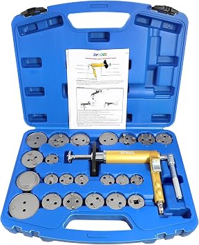 DPTOOL 23Pc Pneumatic Brake Caliper Compression Tool Kit Air Brake Caliper Piston Pad Wind Back Adjustment Tool with 22pc Adapters