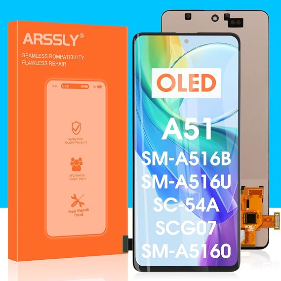 OLED Screen Replacement for Samsung Galaxy A51 5G LCD Display (Fingerprint Support) Digitizer SM-A516N A516B A516U A516F/DSN Touch Screen Full Assembly with Repair Tools (Not for A51 4G)