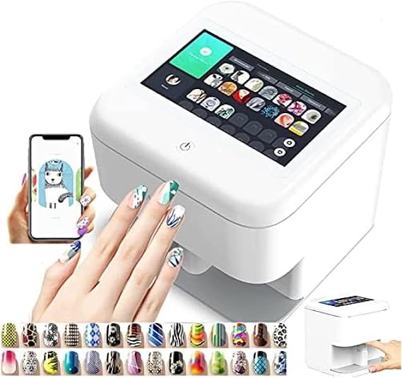 3D Automatic Nail Printer Machine, with Smart App Control Nail Art Printer Machine, Camera Identification, DIY Nail Art Color Printing Machine Endless Design Possibilities