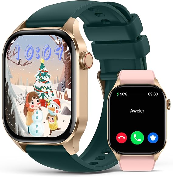 Smart Watches Christmas for Women 2.04"HD Screen Fitness Tracker Watches, Heart Rate Sleep Blood Oxygen Monitor, IP68 Waterproof, 136+ Sports, Answer/Make Call Smartwatch for Android IOS, Gold