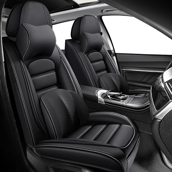 Front Set for Land Rover Range Rover Seat Covers 2000-2026, Waterproof Nappa Leather Car Seat Protector, Anti-Slip & Comfortable Car seat Cover (Luxury 2 Seats Black)