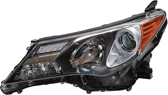 Front Headlight Assembly For 2013 2014 2015 Toyota RAV4,Left Driver Side Replacement,Projector Headlamp Chrome Housing Clear Lens