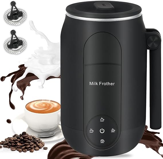 Milk Frother, 4 in 1 Quick Frother, Electric Milk Frother, Multi-Mode Functional and Silent for Coffee, Latte, Cappuccino, Macchiato, Hot Chocolate for Home and Bar