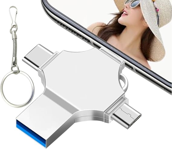 USB C Flash Drive PhotoStick 128GB 4 in 1 - Memory Stick USB 3.0 High Speed Thumb Drives Portable Mini Jump Drive Storage Device External Storage Compatible with Smartphone/Laptop/PC/Android/iOS