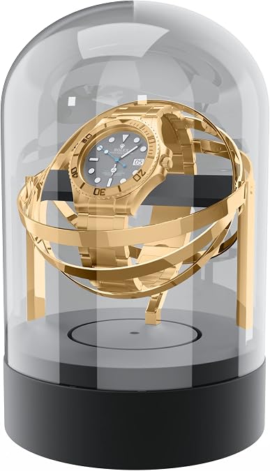 Automatic Single Orbit Watch Winder for Rolex & Luxury Watches Silent Anti-Magnetic Motor with Orbiting Gyroscope Design & Anti-Wind Technology