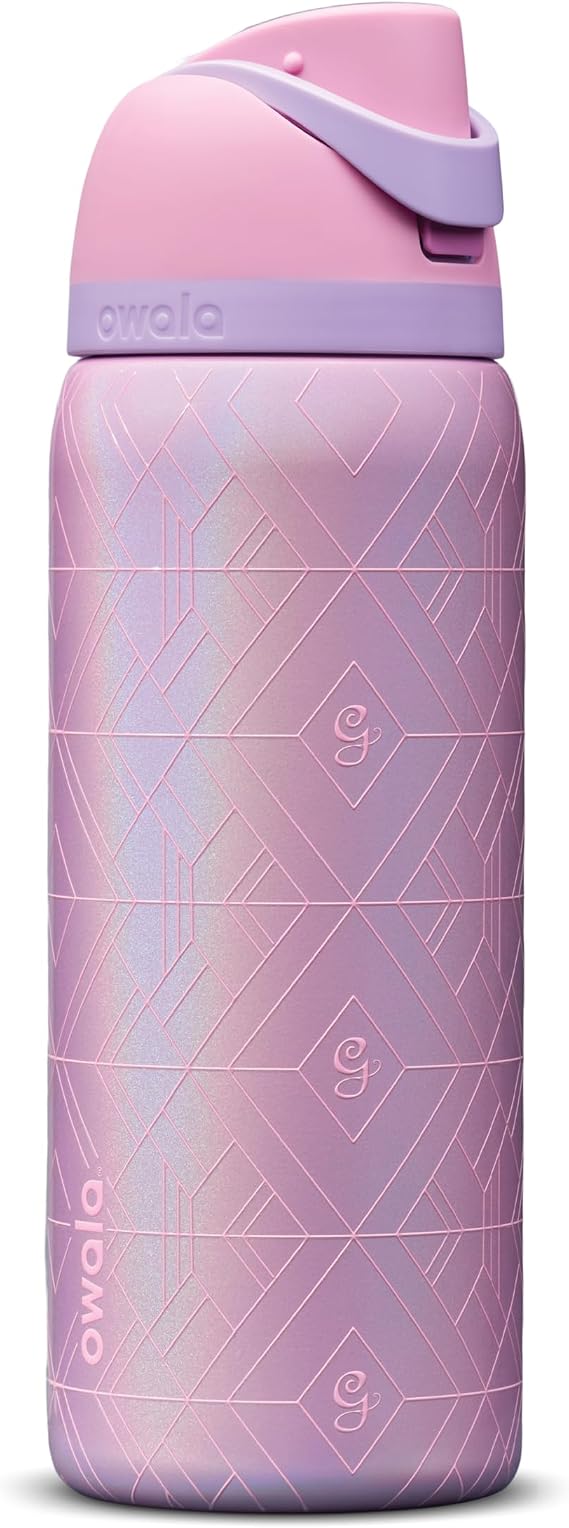 Owala Wicked FreeSip Insulated Stainless Steel Water Bottle with Straw for Sports & Travel, BPA Free Sports Water Bottle, 32 oz, Glinda (Pink)